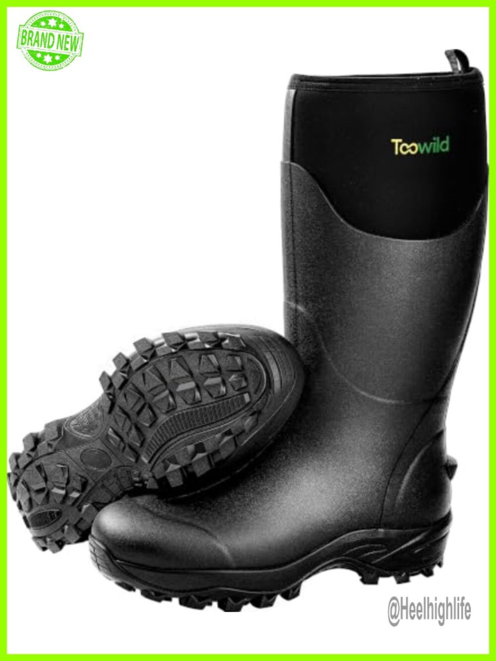 Men's 13in Rubber Hunting Boots Waterproof Neoprene Mud Rain Boots